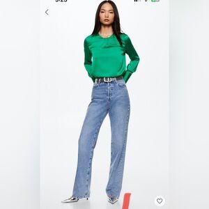 Mango ruched satin blouse